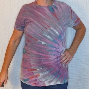 Ice Dyed Tie-dyed T-shirt short sleeves Gray, Pink, Purple, Blue Mix